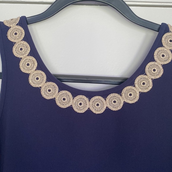 Lilly Pulitzer navy dress with gold embroidery - Picture 2 of 5